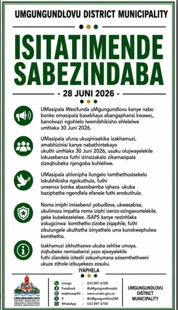 Isitatimende Sabezindaba mayelana no 30 June 2026